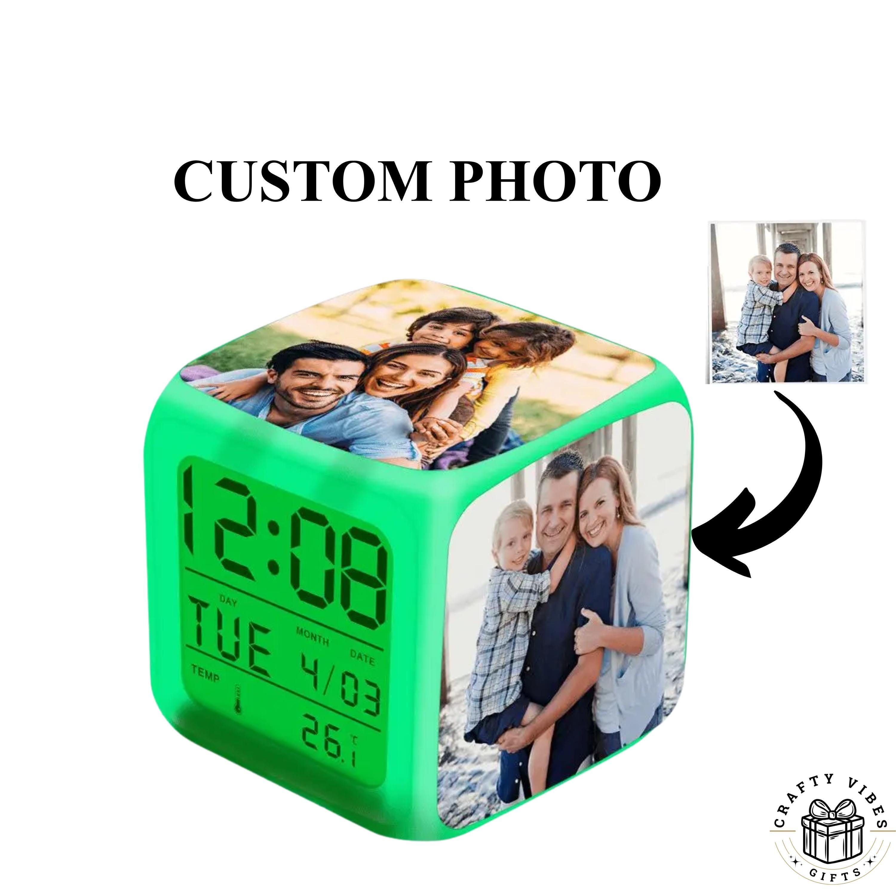 Personalized LED Digital Clock With Custom Photo, Color Changing Night ...