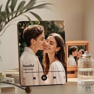 Custom Music Vinyl Wooden Photo Frames: Personalized Memory Song Plaque - Eco Wood, Romantic Anniversary Gift, Plays Music, Photo Display