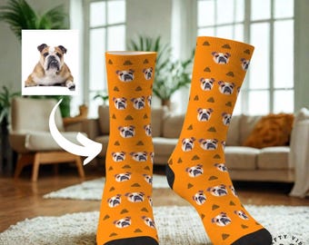 Calzini personalizzati con ritratti di animali domestici dai colori vivaci: regali personalizzati per cani e gatti, stampa resistente, tessuto morbido / taglia unica