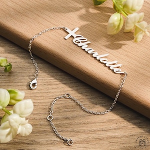 Personalized Cross with Name Bracelet Religious Bracelet Baptism Confirmation Faith Cross Bracelet Best Friend Keepsake Gift for Friends