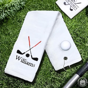 Personalized Embroidered Towel Birthday Gift for Him Name Towel Golf Accessories Golf Towels Embroidered for Dad  Towel Name Gift for Dad