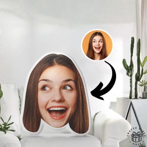 Coussin facial personnalisé, cadeau personnalisé - Grand coussin de tête imprimé velours - Polyester doux, recto-verso, plusieurs tailles