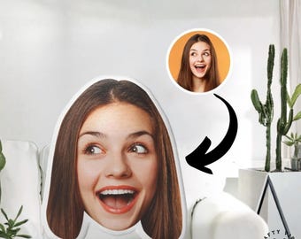 Almohada facial personalizada - Cojín grande para la cabeza con estampado de terciopelo - Poliéster suave, doble cara, varias opciones de tamaño