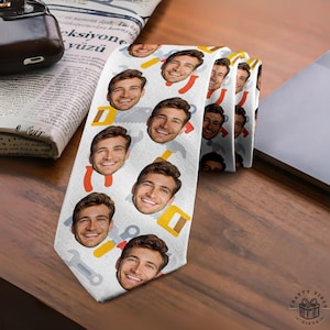 Aangepaste stropdas met fotocadeau - stropdas met gezicht cadeau, unieke stropdas met print - polyestermateriaal, stijlvol kantoor of speciale gelegenheden