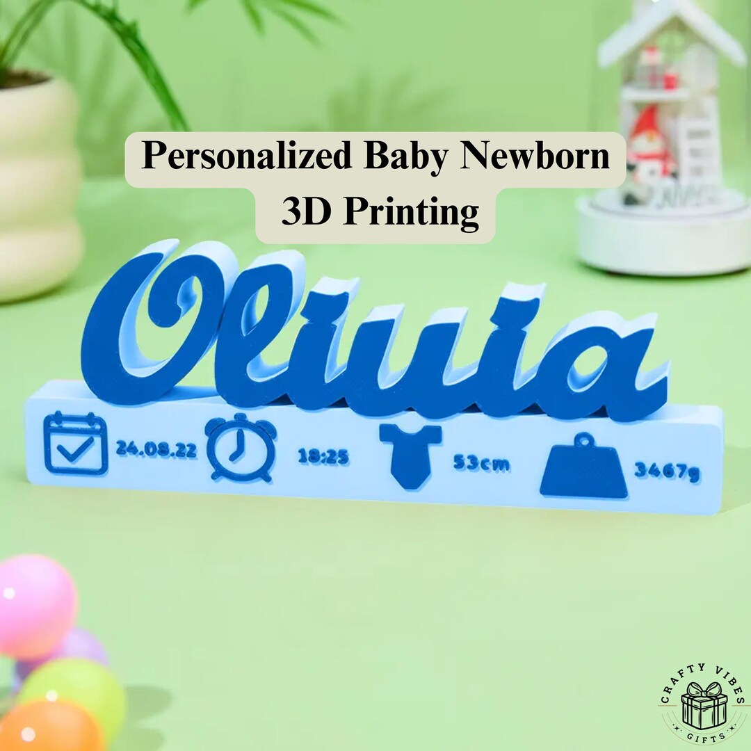 Personalized Baby Name Sign 3D Print With Birth Stats Newborn Gift for ...