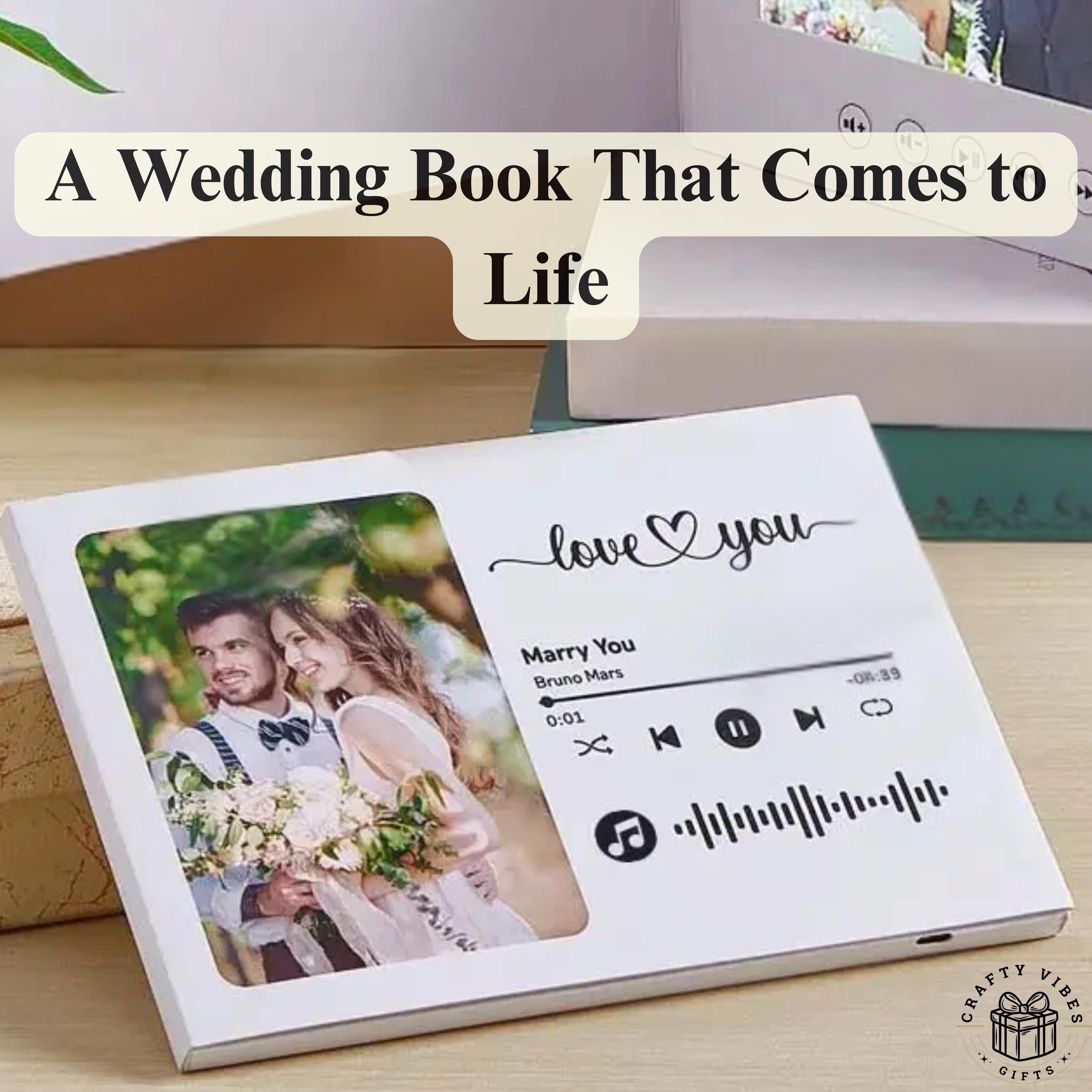Custom Wedding Video Book, Personalized Photo Cover, 7 Inch IPS Screen