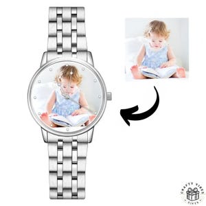 Romantic Valentine’s gift: personalized photo watch for him.