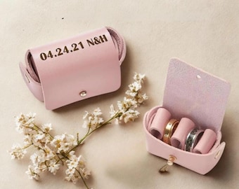 Ring Box Proposal Custom Leather Pouch: Personalized Engraved Design, Faux Leather (Compact Size, Snap Closure)