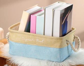 Custom Name Storage Foldable Book Organizer: Personalized Canvas, Compact Versatile Bin - Home Office, Reading Nook, Gift For Book Lovers