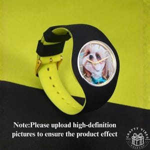 Personalized unisex silicone wristwatch featuring your favorite uploaded photo on the dial.