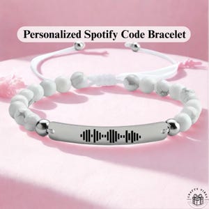 Spotify Code Bracelet Personalized for Best Friend, Custom Beaded Friendship Bracelet for Women, Music Lover Gift, Name Bracelet for Her