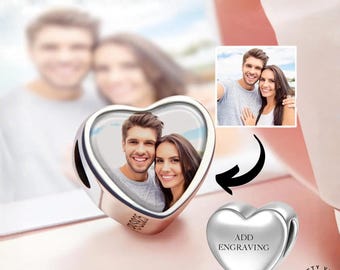 Picture Inlay Charm Custom Bracelet - Heart-Shaped Photo Jewelry, Copper Material, Personalized Family Keepsake Gift