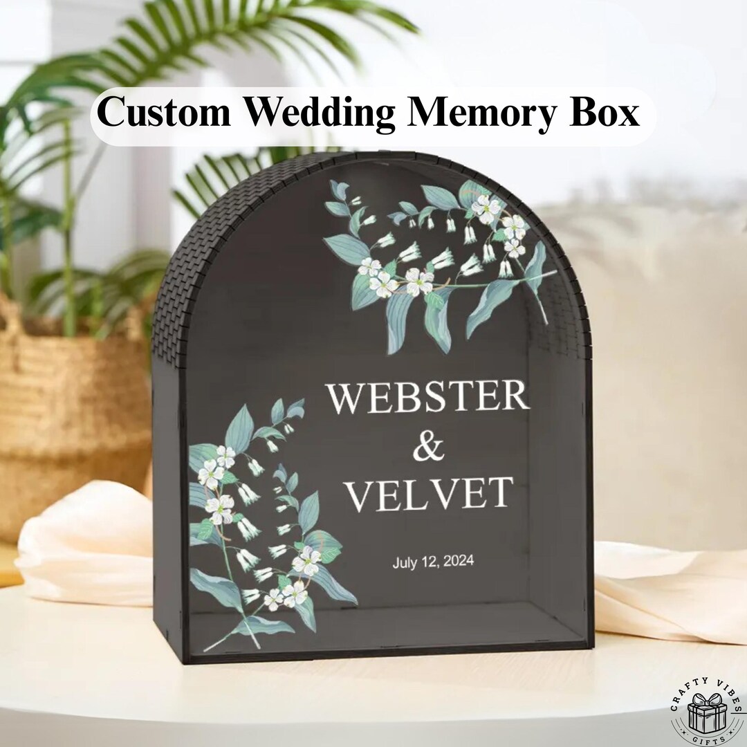 Custom Acrylic Wedding Card Box With Names and Date Personalized Clear ...