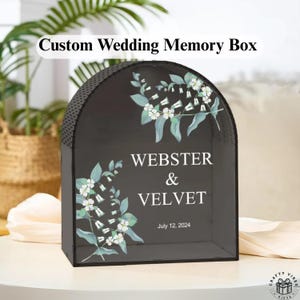 Caja de acrílico personalizada para tarjetas de boda con nombres y fecha, hucha transparente personalizada, moderna caja para cartas y tarjetas para recepción, regalo para parejas