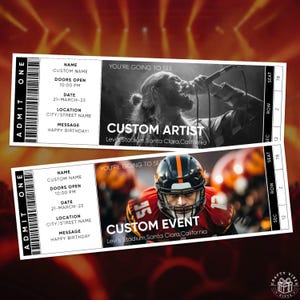 Personalized Concert Ticket Keepsake: Custom Photo, Names & Event Details