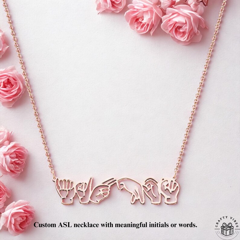 Personalized Sign Language Necklace Custom ASL Name Pendant Stainless ...
