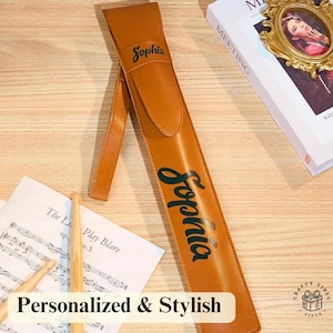 Personalized Drumstick Holder Custom Name Engraved Drum Stick Sleeve Detachable Wrist Strap Leather Case Gift for Drummer Musician Birthday