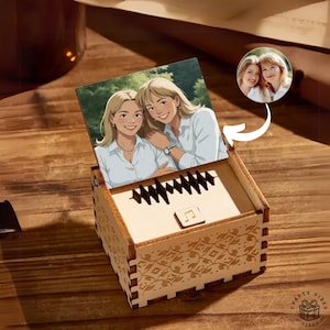 Custom Anime Music Box Wooden Styles Anniversary Gift for Him Music Box with Photo Wood Custom Made Musical Box Gift for Boyfriend Keepsakes