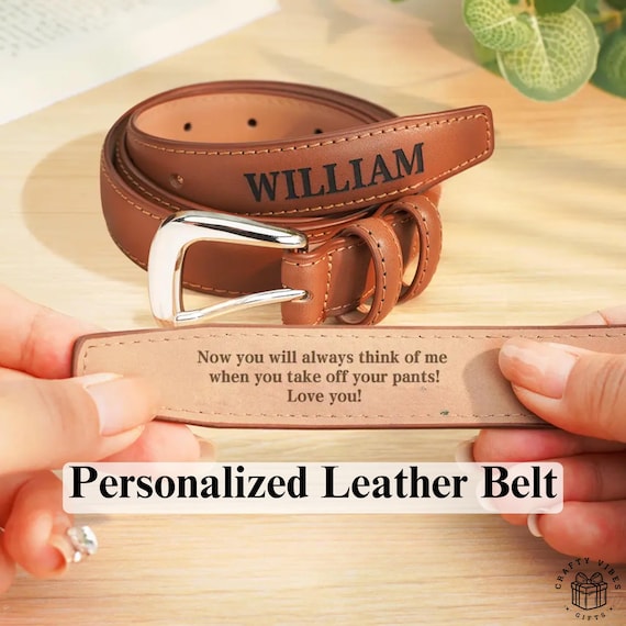 Custom Engraved Leather Belt for Men Groomsmen Gift Personalized