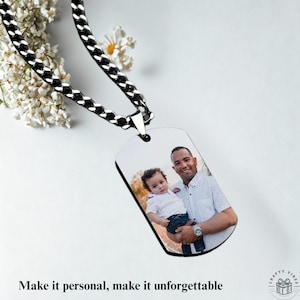 Collar con placa de identificación con foto personalizada, regalo conmemorativo para la pérdida de un padre, joyería de recuerdo de acero inoxidable grabada personalizada para familiares y amigos.