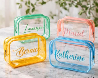 Personalized Clear Travel Pouch: Waterproof PVC Cosmetic Organizer (TSA Approved)