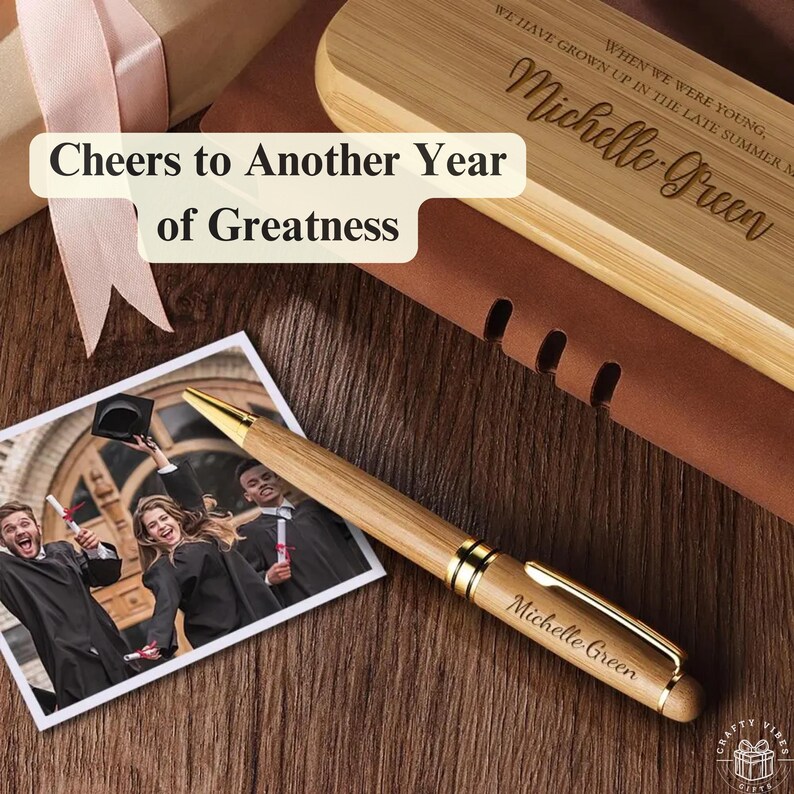 Custom Engraved Pen Set: Personalized Smooth Wood Writing Gift, Elegant ...