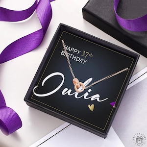 Collier double anneaux avec message d'étape personnalisé carte d'âge bijoux pour femme meilleure amie cadeau souvenir d'anniversaire significatif pour les amis