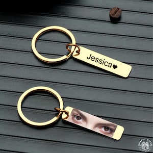 Chaveiro com foto personalizada, chaveiro com foto personalizada, chaveiro com dois lados, lembrança de aniversário de casamento, presente de aço inoxidável para casais
