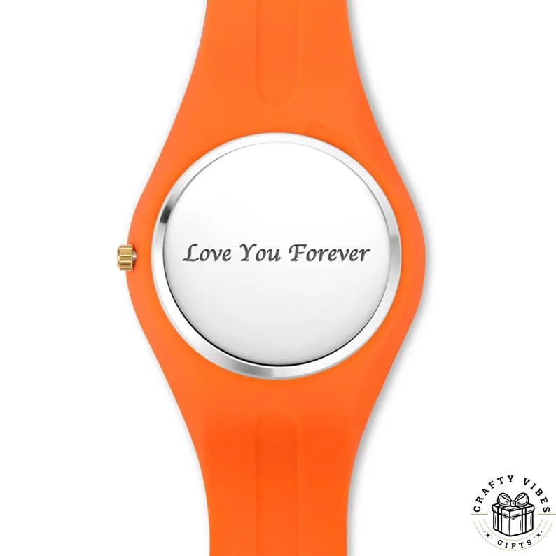 Custom-designed photo watch with flexible silicone band, ideal for gifting to friends on their birthday