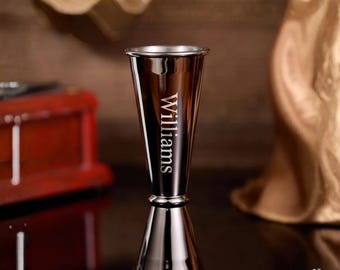 Naam cocktailjigger op maat gegraveerd: roestvrijstalen staaf, nauwkeurige alcoholische drank | Duurzaam, gepersonaliseerd cadeau | 1,8 x 5 inch