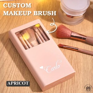 Personalized Makeup Brush Set with Mirror Case Travel Makeup Brush Gift Set for Bridesmaid Wedding Beauty Gift Set Custom Portable Organizer