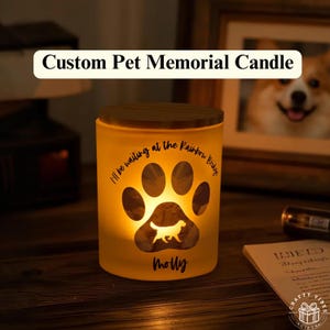 Vela conmemorativa personalizada para mascotas, vela conmemorativa con forma de puente arcoíris, regalo conmemorativo para perros, velas LED, vela conmemorativa para mascotas, regalo decorativo para el hogar para dueños de mascotas.