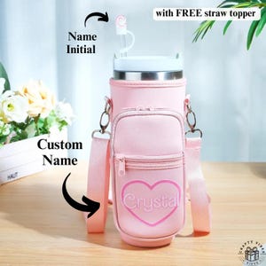 Personalized Stanley Water Bottle Pouch Hiking Tumbler Bag with Strap Cup Carrier Bottle Accessories 40 oz Stanley Tumbler Gift for Children