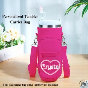 Bottle Pouch Hiking: Personalized 40oz Stanley Tumbler Carrier, Neoprene Strap Bag | Kids Outdoor Drink Tote, Hands-Free Use