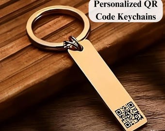 Qr Code Keyring Custom Engraved: Mirror Finish Stainless Steel - Lightweight, Portable, Laser Etched Gift