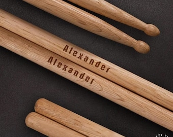 Drumsticks For Dad Custom Engraved, Water Drop Hammer Design (Durable Wood, Personalized Musician Gift, Comfortable Grip)
