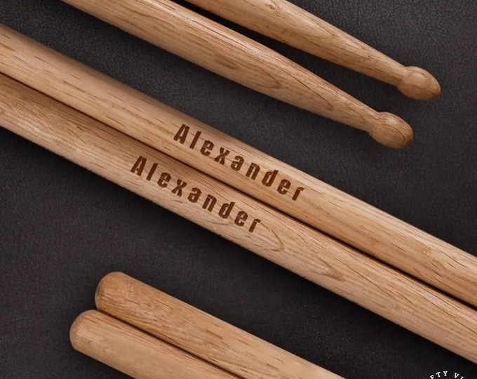 Drumsticks For Dad Custom Engraved, Water Drop Hammer Design (Durable Wood, Personalized Musician Gift, Comfortable Grip)