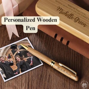 Gepersonaliseerde houten pen gegraveerde pennenset afstuderen geschenken monogram pen aandenken pen gegraveerde houten pen cadeau voor vrienden schatkist