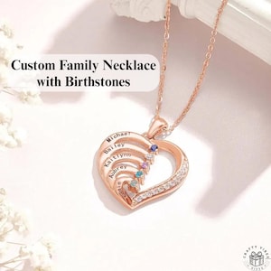 Collar de piedra de nacimiento personalizado con nombres, collar familiar de oro, joyería para mujer, ideas de regalo para el Día de la Madre, collar con nombre de corazón, regalo para mamá