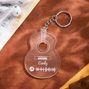 Personalized Guitar Keychain Song Music Anniversary Gift for Her Music Keepsake Keychain Music Spotify Acrylic Gift for Girlfriend Keyring