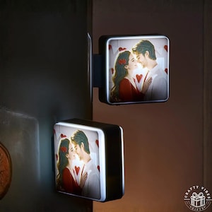 Imán personalizado para nevera con foto: Brillo cálido y ambiental, recuerdo personalizado / Plástico fino, tamaños cuadrado y redondo, decoración de cocina