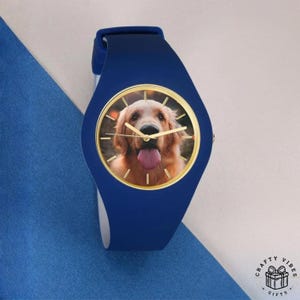 Custom photo timepiece with a sleek 41mm design and comfortable silicone band, perfect for friends and loved ones.