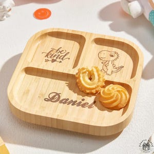 Plate With Baby Name Personalized Suction Plate: Square Toddler Feeding Dish - Bamboo, Spill-Resistant Base, Mealtime Essential