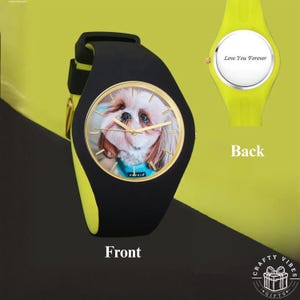Unique 41mm silicone watch with custom picture on the front, suitable for everyday wear for men and women
