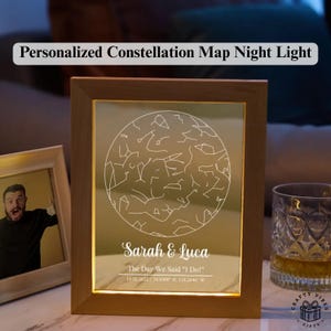 Benutzerdefinierte Konstellation Karte Nachtlicht Personalisierte Sternenkarte Lampe Hochzeitstag Geschenk für Paar Raumdekor-Memorial Andenken Erinnerung