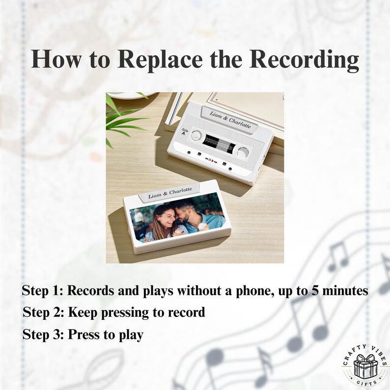 Personalized Vintage Cassette Tape Player Custom Song Record Unique Music Photo Plaque Gift for Couples Friends Anniversary Birthday Present