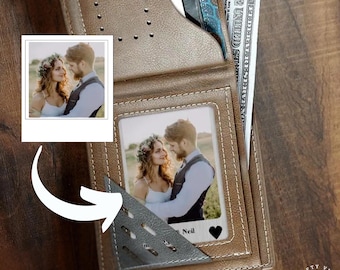 Personalized Photo Wallet Metal Card Custom Polaroid Style Keepsake Love Note Wallet Insert Gift for Him Her Couple Wedding Anniversary Gift