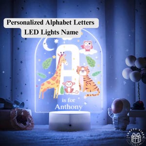 Luz LED personalizada con letras del alfabeto, luz nocturna con inicial personalizada, funciona con pilas, decoración para habitación, regalo para niños, guardería, fiesta de cumpleaños