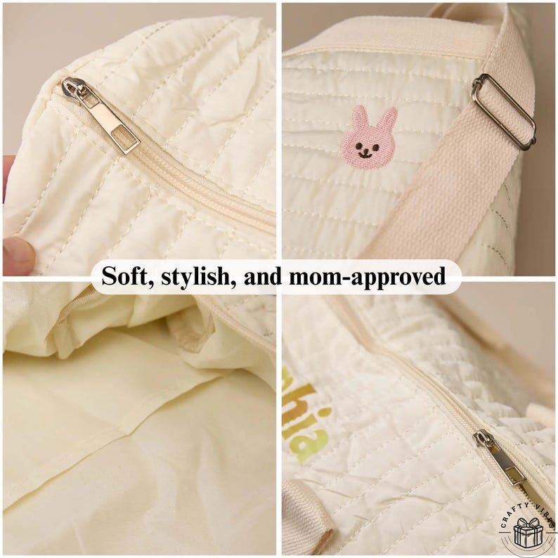 Foldable large diaper bag with cute rabbit design, perfect for packing hospital essentials
