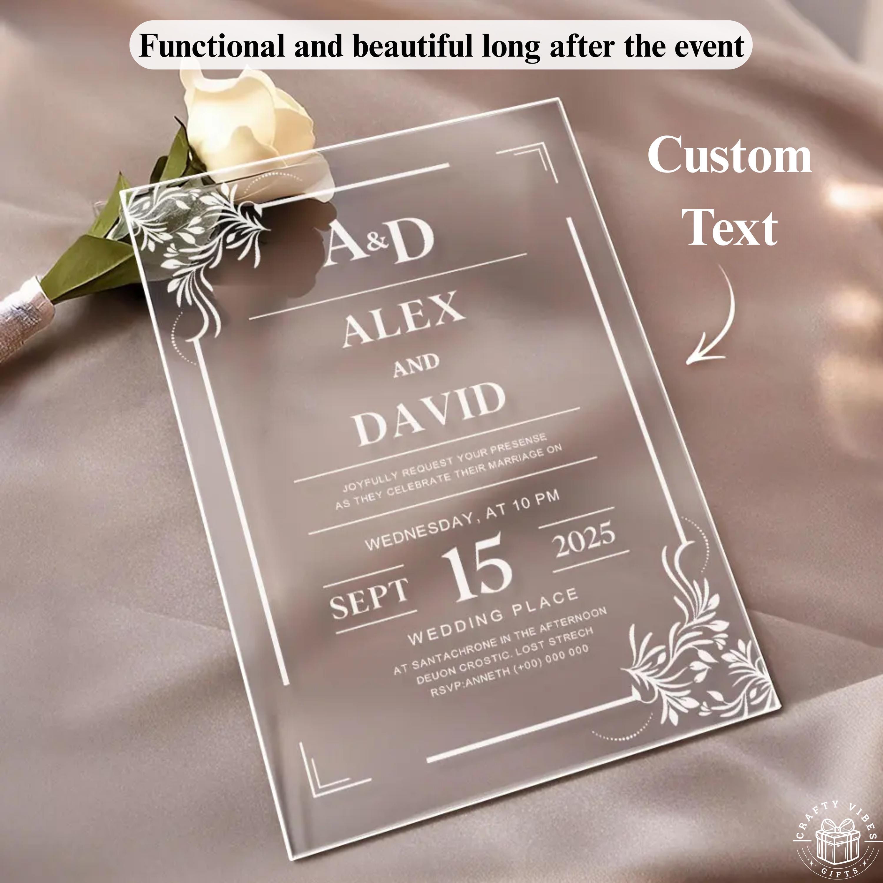 Custom Acrylic Cards - Wedding Invitations Clear Acrylic - Personalized ...